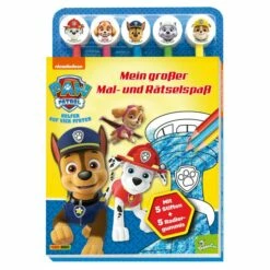 Panini PAW Patrol - Mein Großer Mal- Und Rätselspaß - Mit 5 Stiften Und 5 Radiergummis -Asmodee Geschäft 224338 9783833238499 pawpatrolblockcover3d72