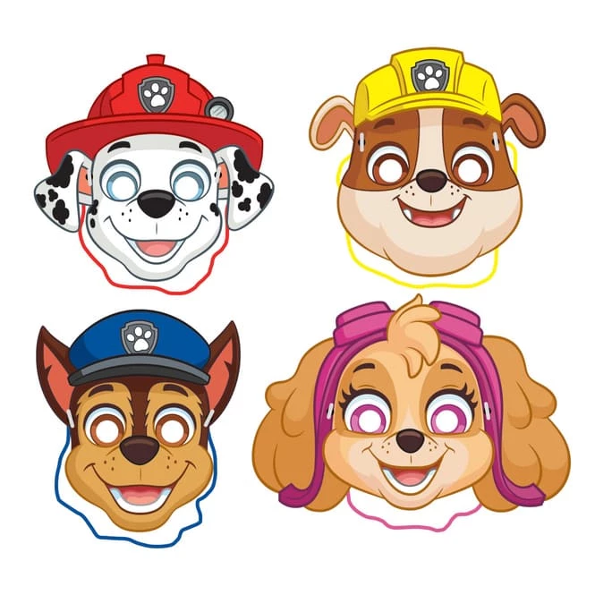 Paw Patrol - 4 Pappmasken - Ca. 20 Cm - Image 2